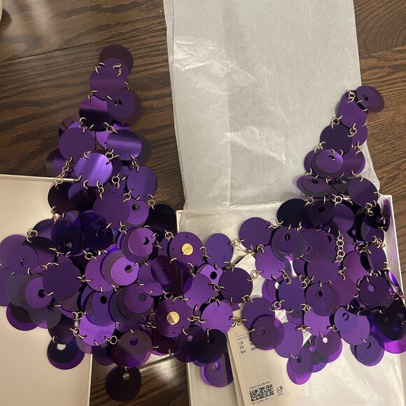 Paco Rabanne x H&M Sequin-disc Crop Top Purple XS - Picture 3 of 3